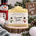 Snowman Balls Soap AI styled image with winter holiday decor and fluffy whipped top bar